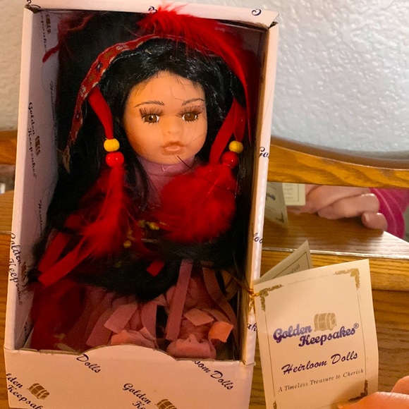 Heirloom Porcelain Doll of a Native.Looking Girl - Picture 7 of 8